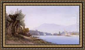 Sydney Harbour Framed Paintings - A View Of Geneva Harbour by William Callow