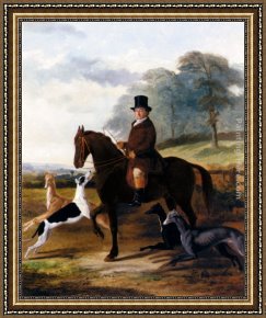 Her Favorite Book Framed Paintings - Mr. Gilpin On His Favorite Hack With Greyhounds by William Henry Knight