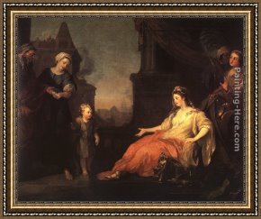 Moses Framed Paintings - Moses Brought Before Pharaoh's Daughter by William Hogarth