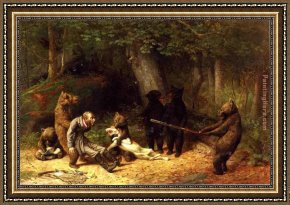 Family Making Music Framed Paintings - Making Game of the Hunter by William Holbrook Beard