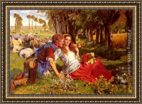 Shepherd Framed Paintings - The Hireling Shepherd by William Holman Hunt