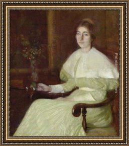 Adam Elsheimer Framed Paintings - Portrait of Adeline Pond Adams Seated in an Interior by William Howard Hart
