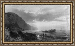 The Seashore Framed Paintings - Seashore, Morning by William Howard Hart