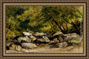 Rocky Framed Paintings - A Rocky Stream, Lyndale, Devon by William James Muller