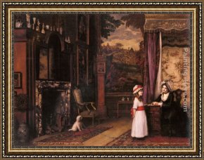Lessons Learned by Eyears Framed Paintings - The Morning Lesson by William Maw Egley