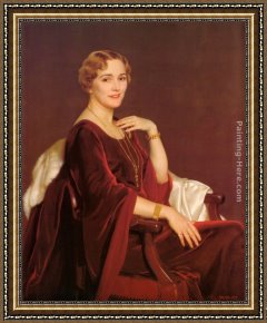 Portrait of Mrs Abney Framed Paintings - Portrait of Mrs. Charles Frederic Toppan by William McGregor Paxton