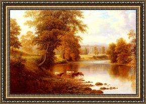 Abbey Framed Paintings - Bolton Abbey, From The Wharfe, Yorkshire by William Mellor