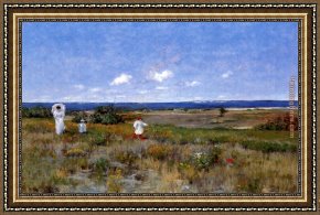 Beach Framed Paintings - Near the Beach, Shinnecock by William Merritt Chase