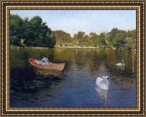 Boating in Central Park Framed Paintings - On the Lake Central Park by William Merritt Chase