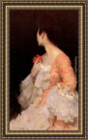 Lady in Her Boudoir Framed Paintings - Portrait of a Lady by William Merritt Chase