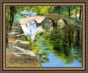 Hamlet Play Scene Framed Paintings - Reflections aka Canal Scene by William Merritt Chase