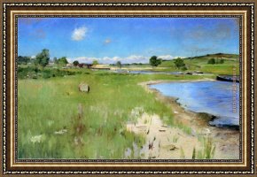A Long Island River Framed Paintings - Shinnecock Hills from Canoe Place, Long Island by William Merritt Chase