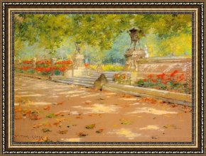 Boating in Central Park Framed Paintings - Terrace Prospect Park by William Merritt Chase