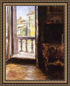 A Venetian Balcony Framed Paintings - Venetian Balcony by William Merritt Chase