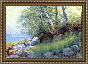 East Boothbay Harbor Framed Paintings - North East Harbor, Maine by William Stanley Haseltine