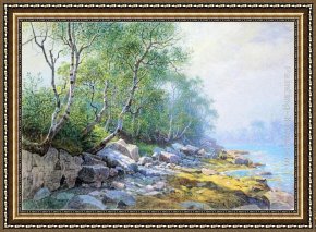 East Boothbay Harbor Framed Paintings - Seal Harbor, Mount Desert, Maine by William Stanley Haseltine