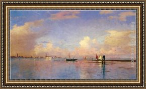A Regatta on The Grand Canal Framed Paintings - Sunset on the Grand Canal, Venice by William Stanley Haseltine