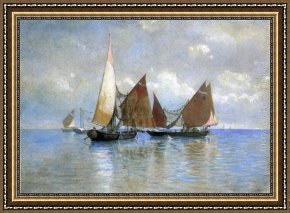 A Venetian Balcony Framed Paintings - Venetian Fishing Boats by William Stanley Haseltine