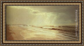 Richard Framed Paintings - Beach with Sun Drawing Water by William Trost Richards