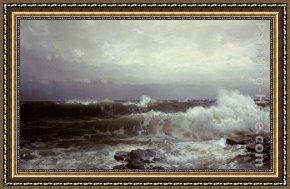 The Stone Breaker Framed Paintings - Breakers at Beaver by William Trost Richards