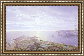 Serenity Cove Framed Paintings - Rocky Cove by William Trost Richards