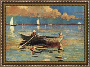 East Boothbay Harbor Framed Paintings - Gloucester Harbor by Winslow Homer