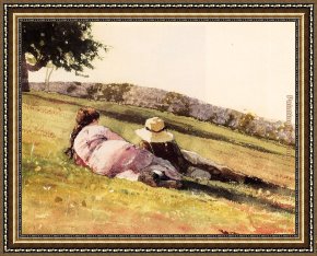 Hills of Tuscany I Framed Paintings - On the Hill by Winslow Homer