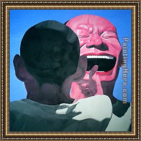 Close to Home Framed Paintings - Close Quarters by Yue Minjun