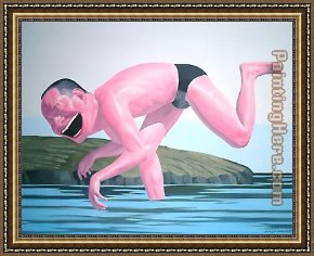 Perseus Frees Andromeda Framed Paintings - Free and At Leisure-2 by Yue Minjun