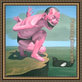 Perseus Frees Andromeda Framed Paintings - Free and At Leisure-8 by Yue Minjun