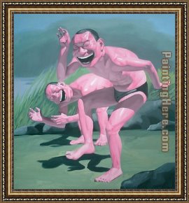 Perseus Frees Andromeda Framed Paintings - Free and At Leisure-9 by Yue Minjun