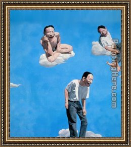 Heaven in New York Framed Paintings - Heaven by Yue Minjun