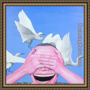 Fate Animals Framed Paintings - Sky Animal Human being by Yue Minjun