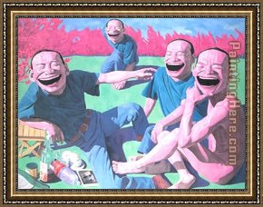 The Boating Party Lunch I Framed Paintings - the Lunch on the Greens by Yue Minjun