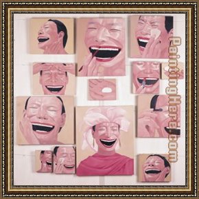 Absence Makes The Heart Grow Fonder Framed Paintings - the Topic of Make up by Yue Minjun