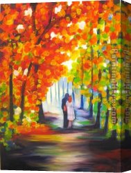 Palette Knife Canvas Paintings - Two in the Park by 2010