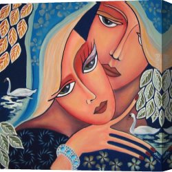 Leda And The Swan Canvas Paintings - 2 faces, 2 swans, 2 in love by 2011