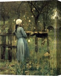 A Goat in a Meadow Canvas Paintings - A Girl in A Meadow by William Stott by 2011