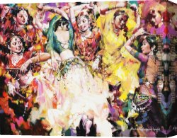Dancing in The Wind Canvas Paintings - Indian Women Dancing by 2011