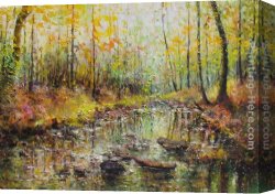 By The River, Brondbyvester Canvas Paintings - Leafs on the River by 2011
