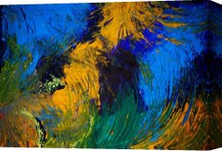 Yellow Canvas Paintings - organic in blue and yellow by 2011