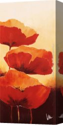 Red Poppies in Tuscany Canvas Paintings - Three Red Poppies I by 2011