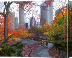 Central Canvas Paintings - Central Park Stroll by 2017 new