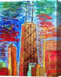 2017 Canvas Paintings - Chicago John Hancock Building by 2017 new