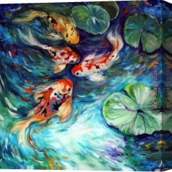 Around The Fish Canvas Paintings - Dancing Colors Fish by 2017 new