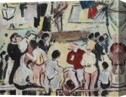 French Canvas Paintings - French Beach Scene by 2017 new