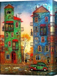 Rainy Canvas Paintings - Rainy Evening by David Martiashvili by 2017 new