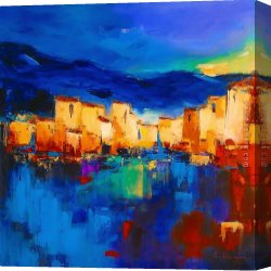 2017 Canvas Paintings - Sunset Over The Village by 2017 new