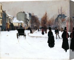 Boulevard Canvas Paintings - The Boulevard De Clichy Under Snow by 2017 new