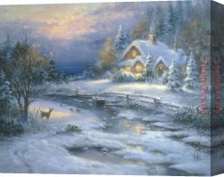 Early Winter in The Sierra Nevada Canvas Paintings - Winter Cottage by 2017 new